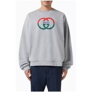 Men's Gucci jersey, cotton GG felted sweatshirt, size XL made in Italy